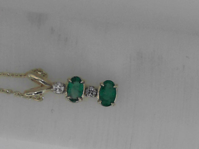 Freeform Pendant with Oval Emeralds and Diamonds (230-01429) - My Store