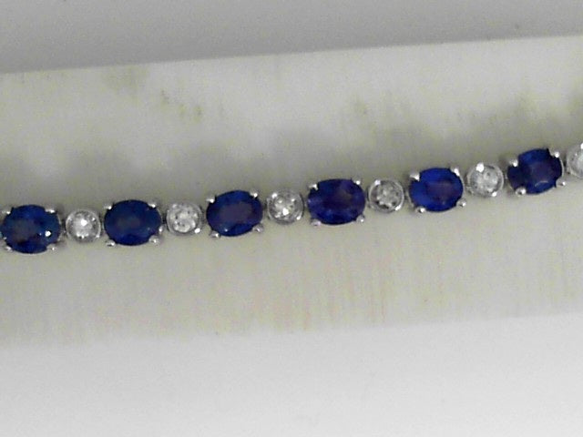 Oval Blue Sapphire Tennis Bracelet in White Gold (240-00198)