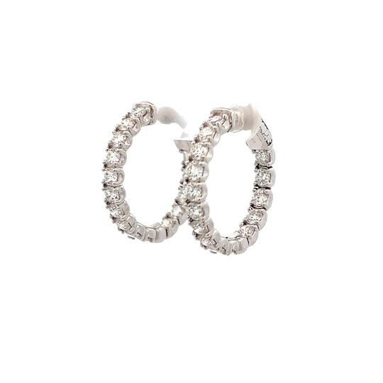 White Gold Diamond Inside Out Hoop Earrings