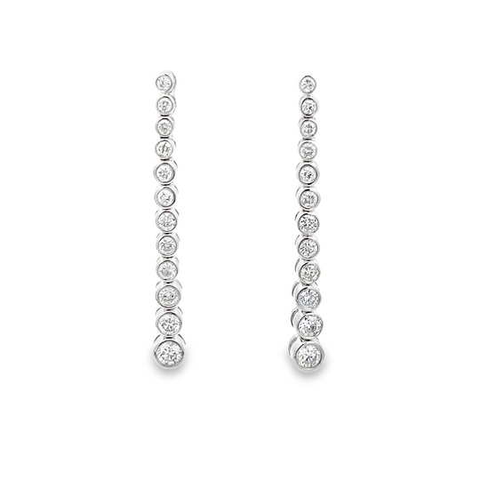 Diamond Bezel Set Drop Earrings