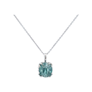 Vardy's Collection Cushion Aqua Rabbit Ear Pendants in 14K White Gold (2.27ct) - My Store
