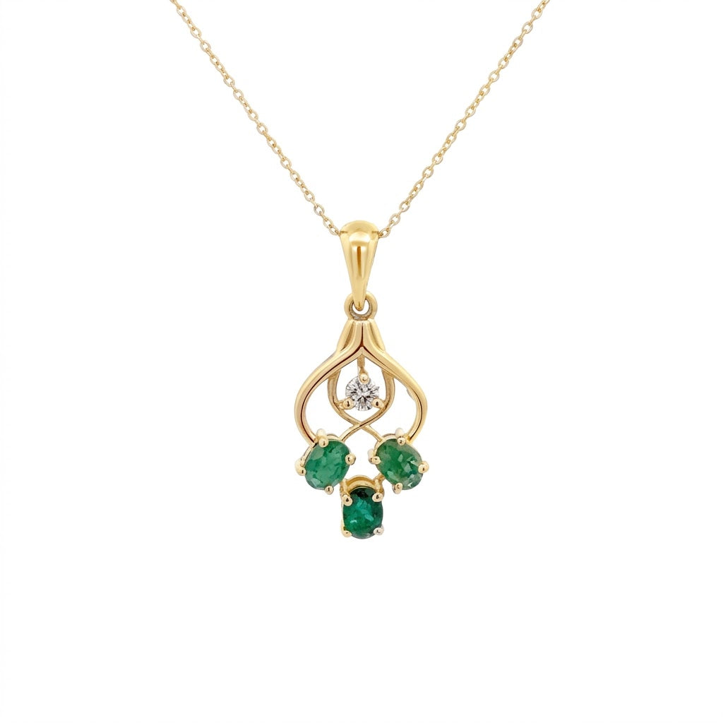 Drop Emerald Pendant in Yellow Gold (230-01461) - Vardy's Jewelers - Cupertino CA