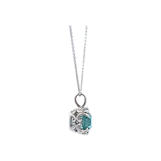 Vardy's Collection Cushion Aqua Rabbit Ear Pendants in 14K White Gold (2.27ct) - My Store