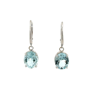 Vardy's Collection Drop Earrings with Oval Blue Topazs in 14K White Gold (34.00ctw) - My Store