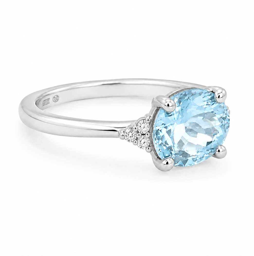 Aquamarine & Diamond Fashion Ring in White Gold (200-01344)
