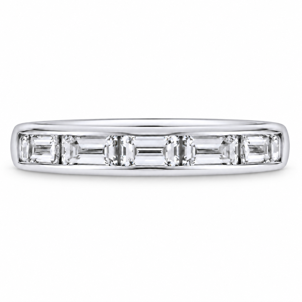 Straight Baguette Cut Channel Set Diamond Band White Gold (110-33857)