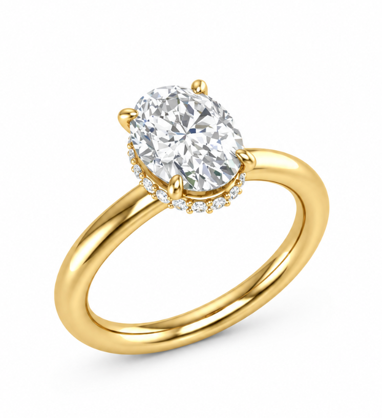 Hidden Halo Oval Yellow Diamond Engagement Ring (100-33849)