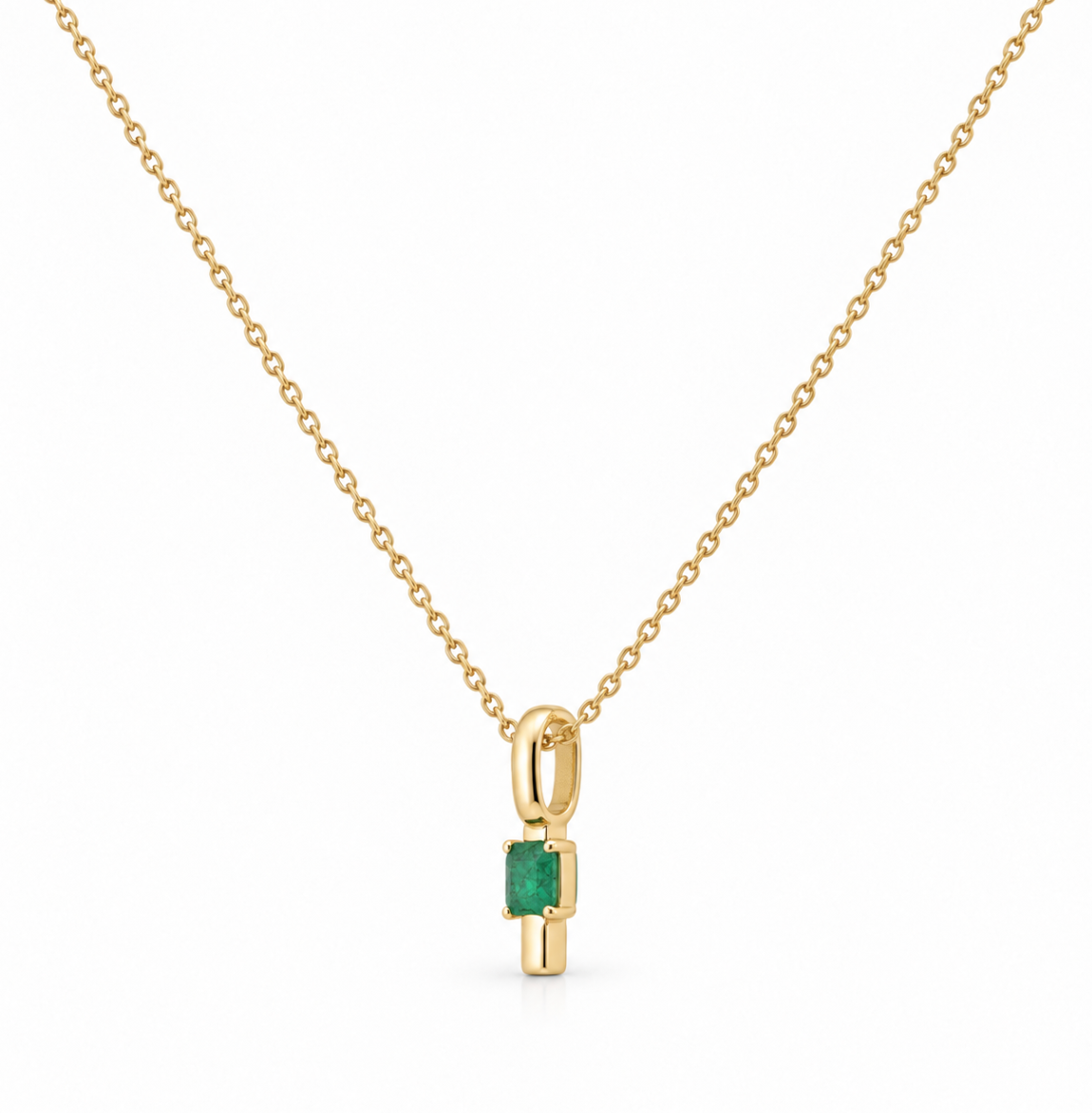Emerald Cut Yellow Gold Bar Pendant (230-33886)