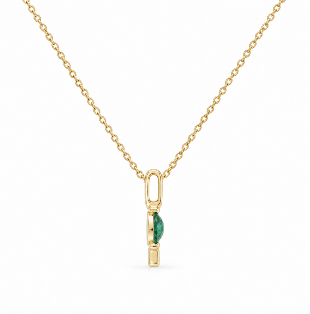 Emerald Bar Yellow Gold Pendant (230-33887)