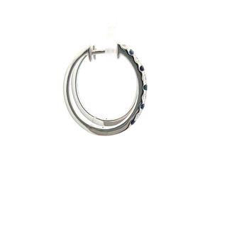Vardy's Collection Round Diamond and Blue Sapphire Medium Hoop Earrings in 14K White Gold (0.71ctw) - My Store
