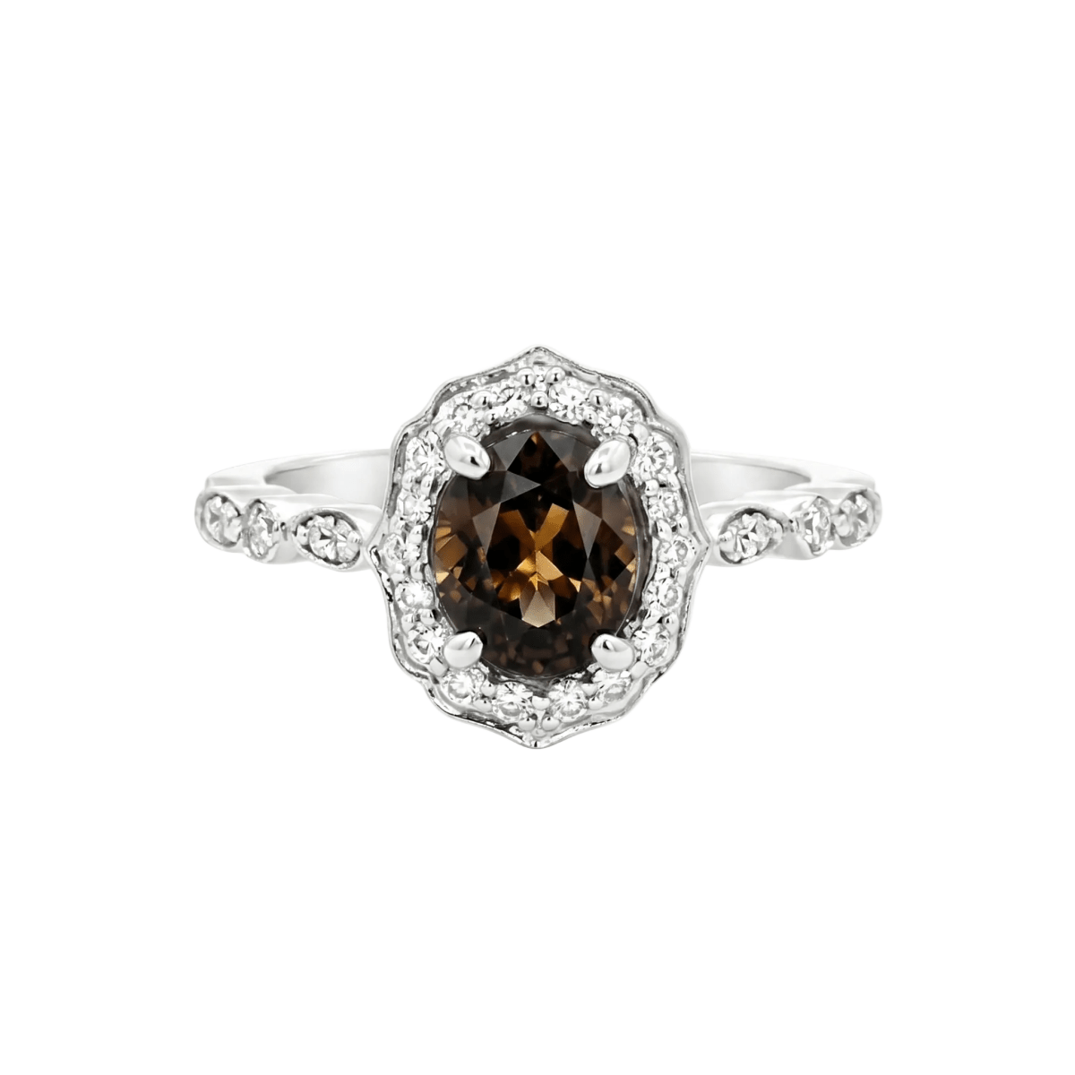 Antique Oval Alexandrite Ring with Diamond Halo (200 - 01318)