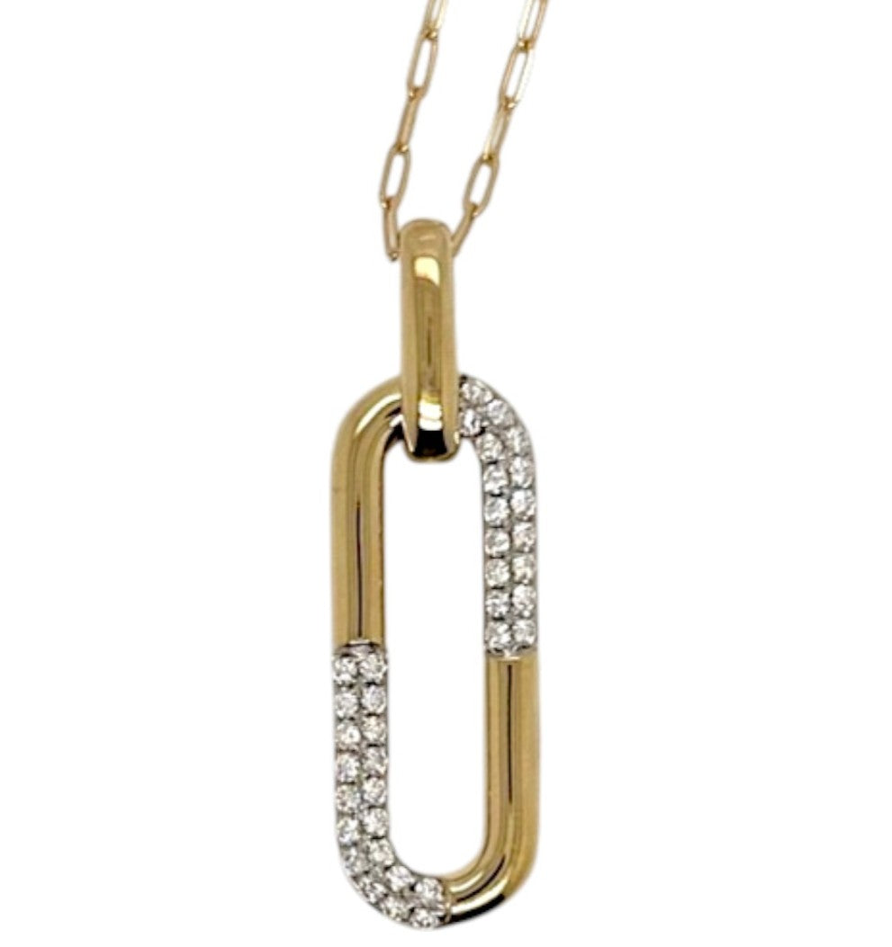 Vardy's Collection Paperclip Pendant in 14K Yellow Gold (0.5ct)