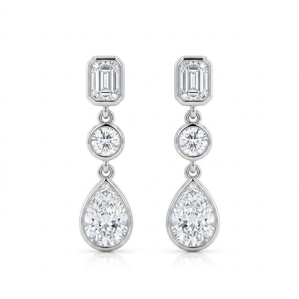 Bezel Set Diamond Drop Earrings