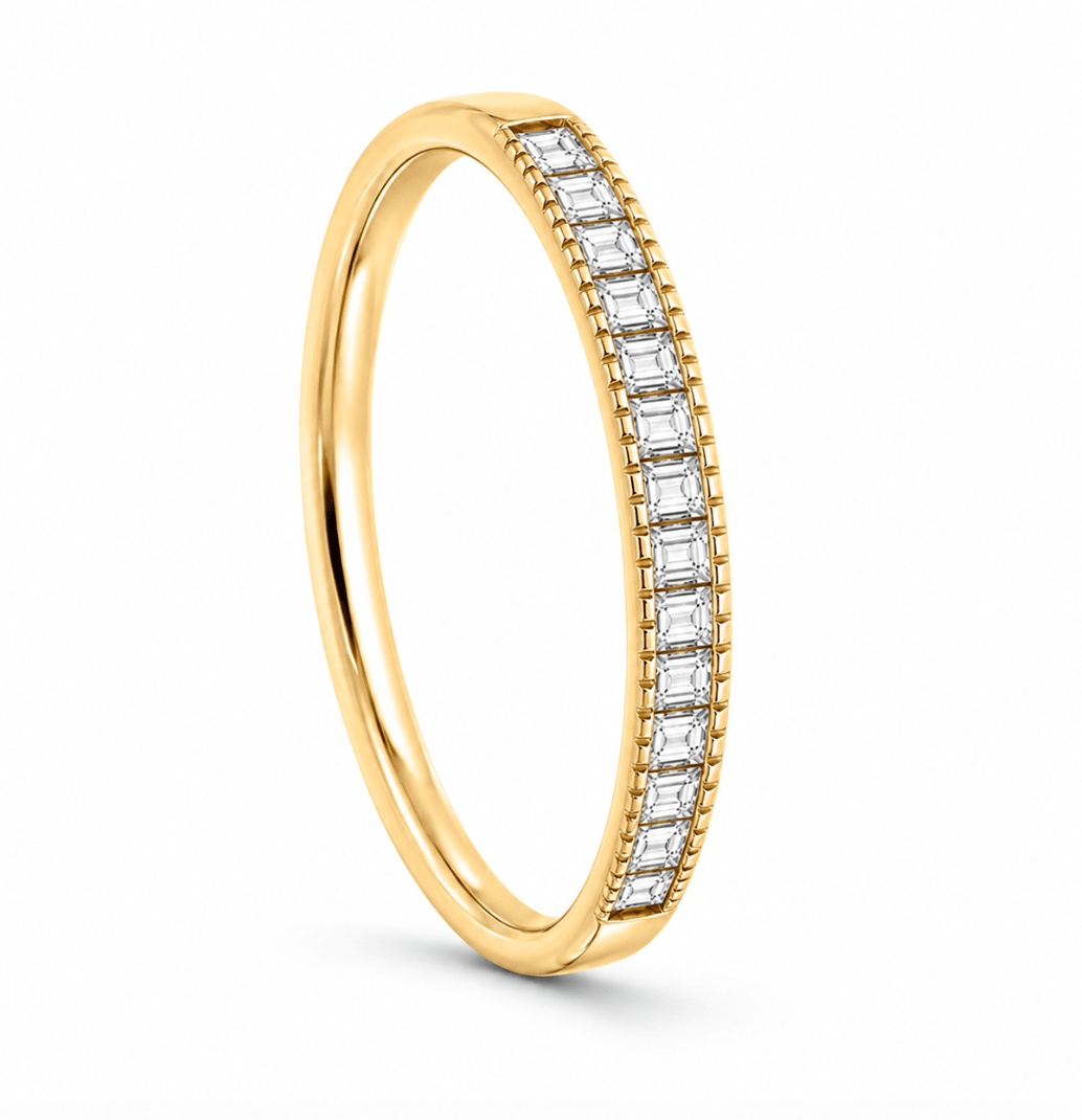 Brushed Bezel Set Wedding Band in Yellow Gold (110-01512)