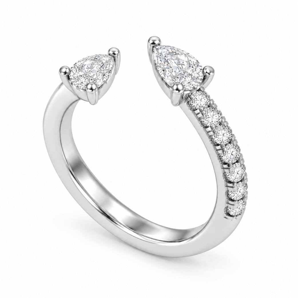 By Pass Pear Shape Diamond Right Hand Ring White Gold (130-33854)