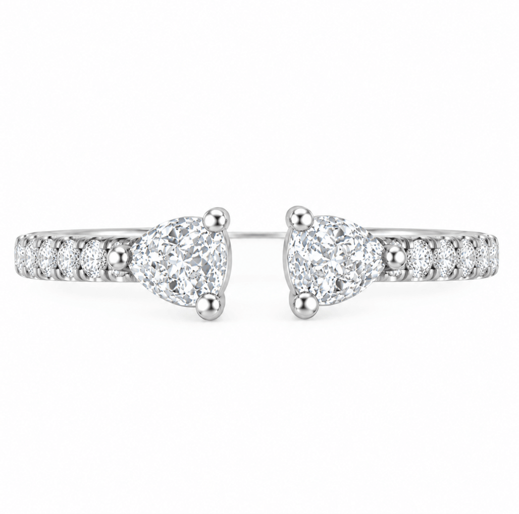 By Pass Pear Shape Diamond Right Hand Ring White Gold (130-33854)