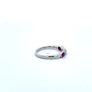 Contemporary Fashion Ring With Oval Rubies and Round Diamonds - My Store