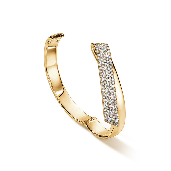 Inside/Out Diamond Flip Bangle Bracelet in Yellow Gold (170-33403)