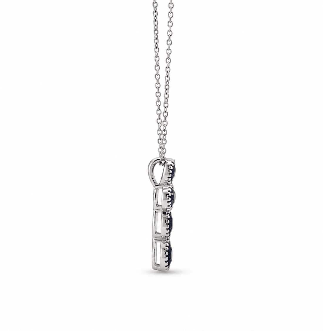Cable Link Cross Sapphire Pendant in white gold (230-01455)