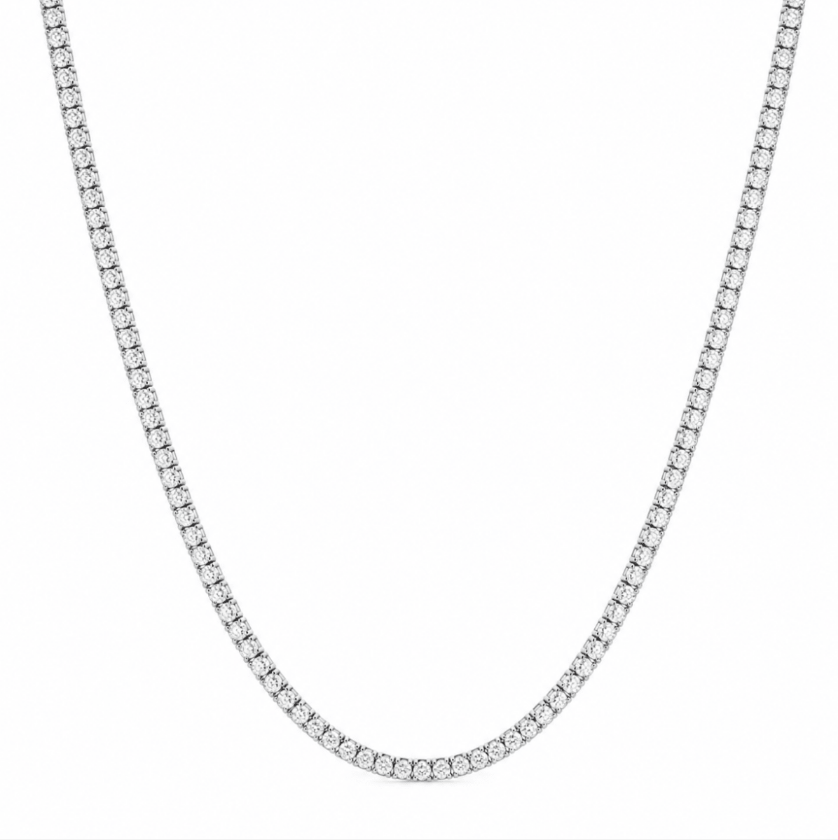 Classic 4 prong Line Diamond Necklace in White Gold (165-33319)