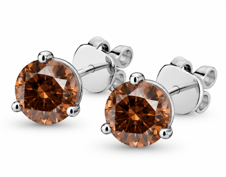 Cognac Diamond Stud Fashion Earrings in White Gold (150-01992)