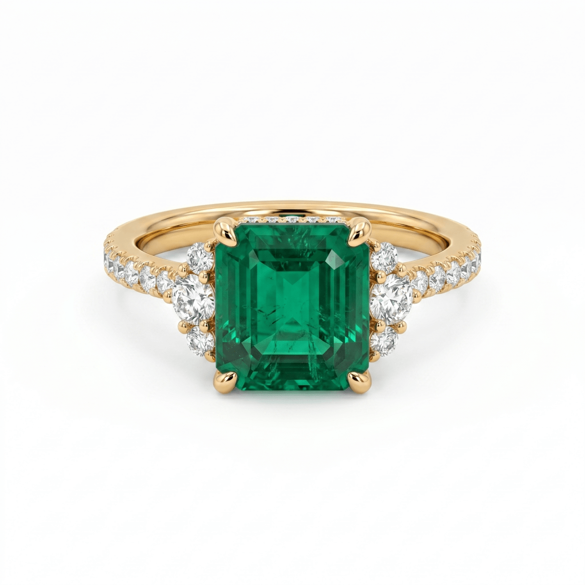 Cushion Emerald & Diamond Fashion Ring in Yellow Gold (200 - 01357)