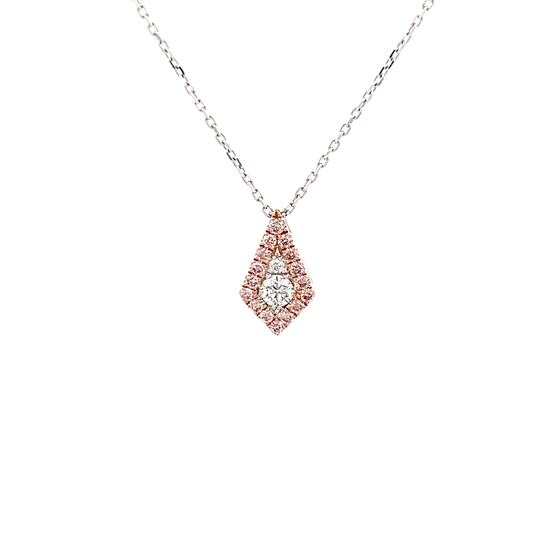 Vardy's Collection Round and Round Pink Diamond Cable Link Drop Pendant Necklace in 14K White and Rose Gold (0.36ct) - My Store
