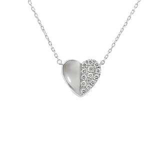 Vardy's Collection Heart Pendant Necklace with Round Diamonds in 14K White Gold (0.27tw) - My Store