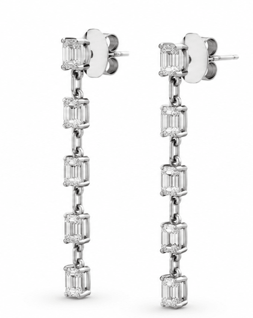 Dangle Diamond Earrings In White Gold (152-00490)