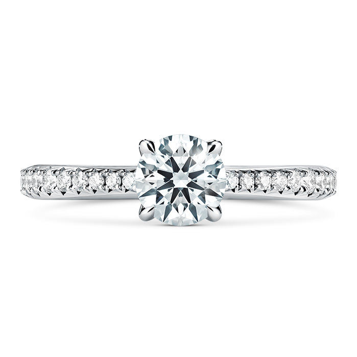 Vela Solitaire Engagement Ring with Diamond Band in White Gold (140-01022)