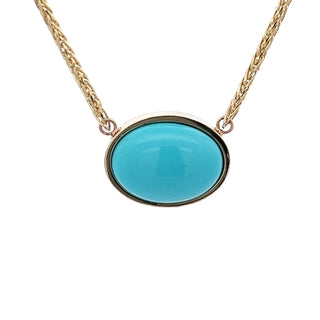 Oval Shape Turquoise pendant in yellow gold (230-01458) - Vardy's Jewelers - Cupertino CA