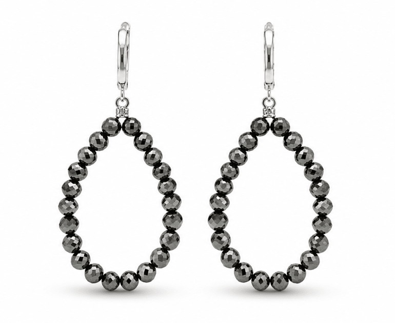Diamond Dangle black Earrings in White Gold (152-00454)