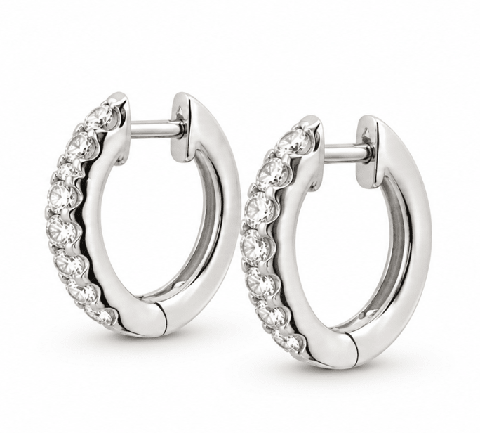 Diamond Hoop Earrings in White Gold (152-00350)