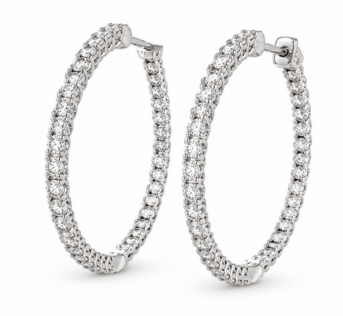 Diamond Hoop Earrings in White Gold (152-00407)
