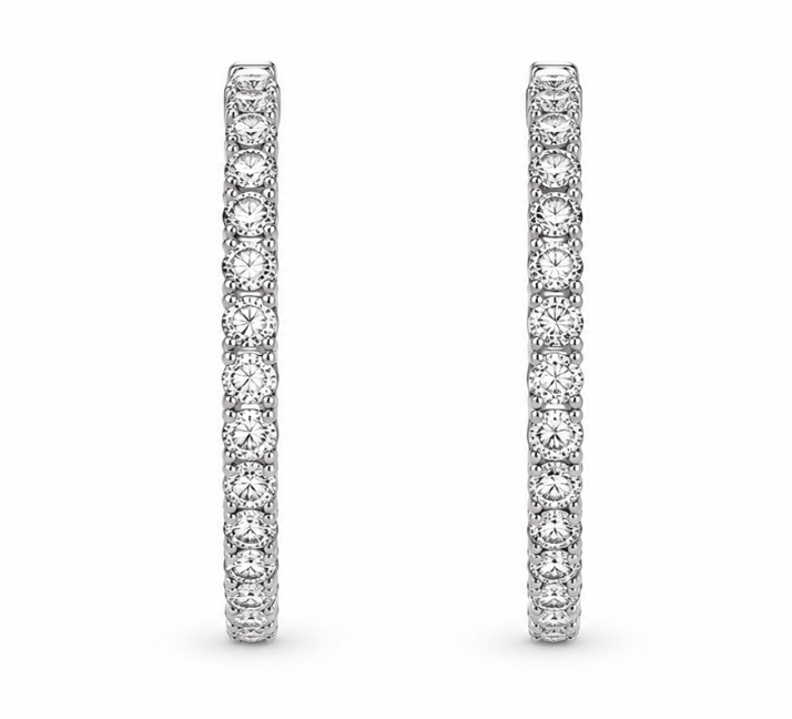Diamond Hoop Earrings in White Gold (152-00407)