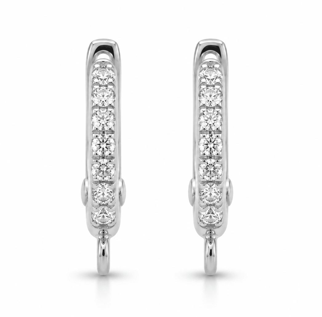 Diamond Hoop Earrings in White Gold (210-01641)