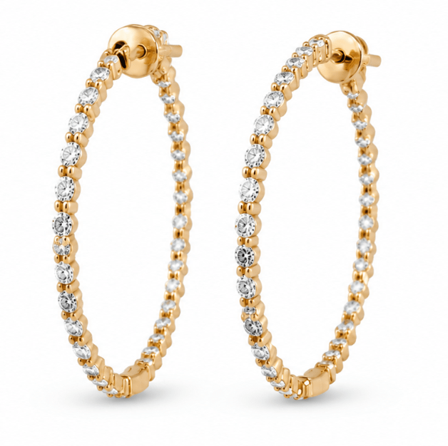Diamond Hoop Earrings in Yellow Gold (152-00406)