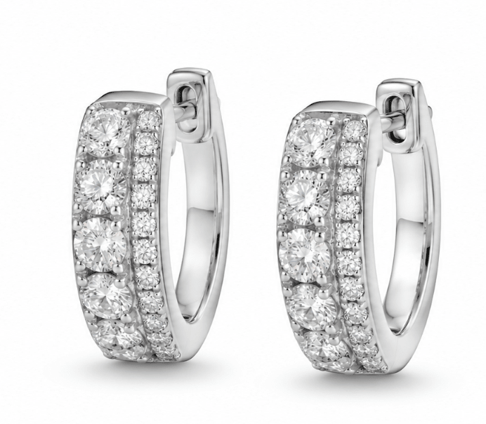 Diamond Huggie Earrings in White Gold (152-00486)