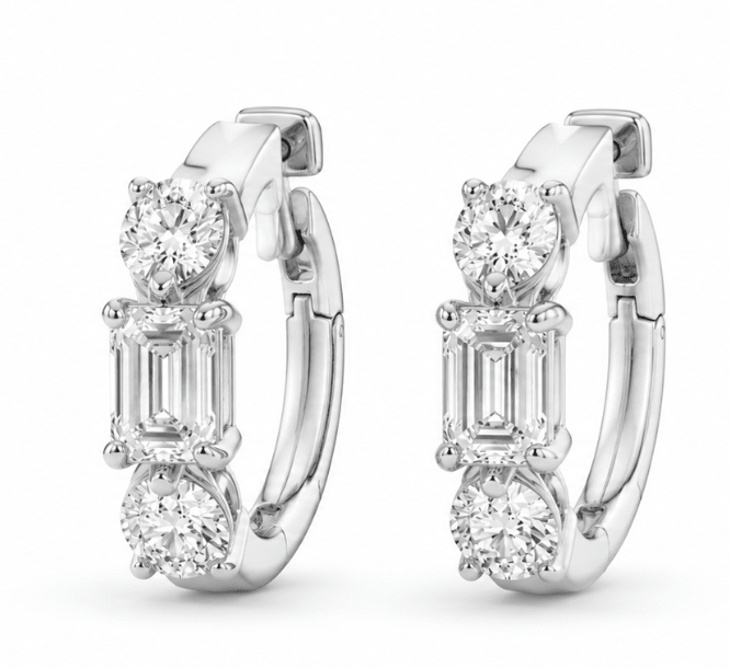Diamond Huggie Earrings in White Gold (152-00493)