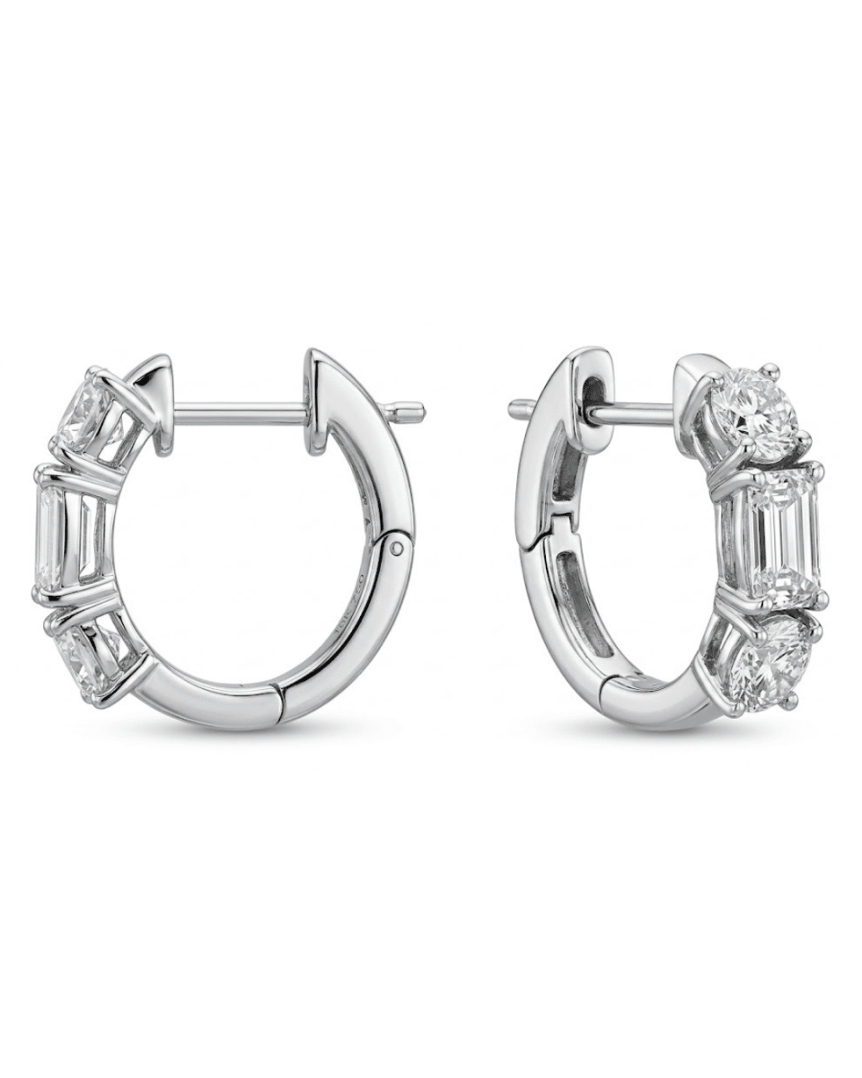 Diamond Huggie Earrings in White Gold (152-00493) - Vardy's Jewelers - Cupertino CA