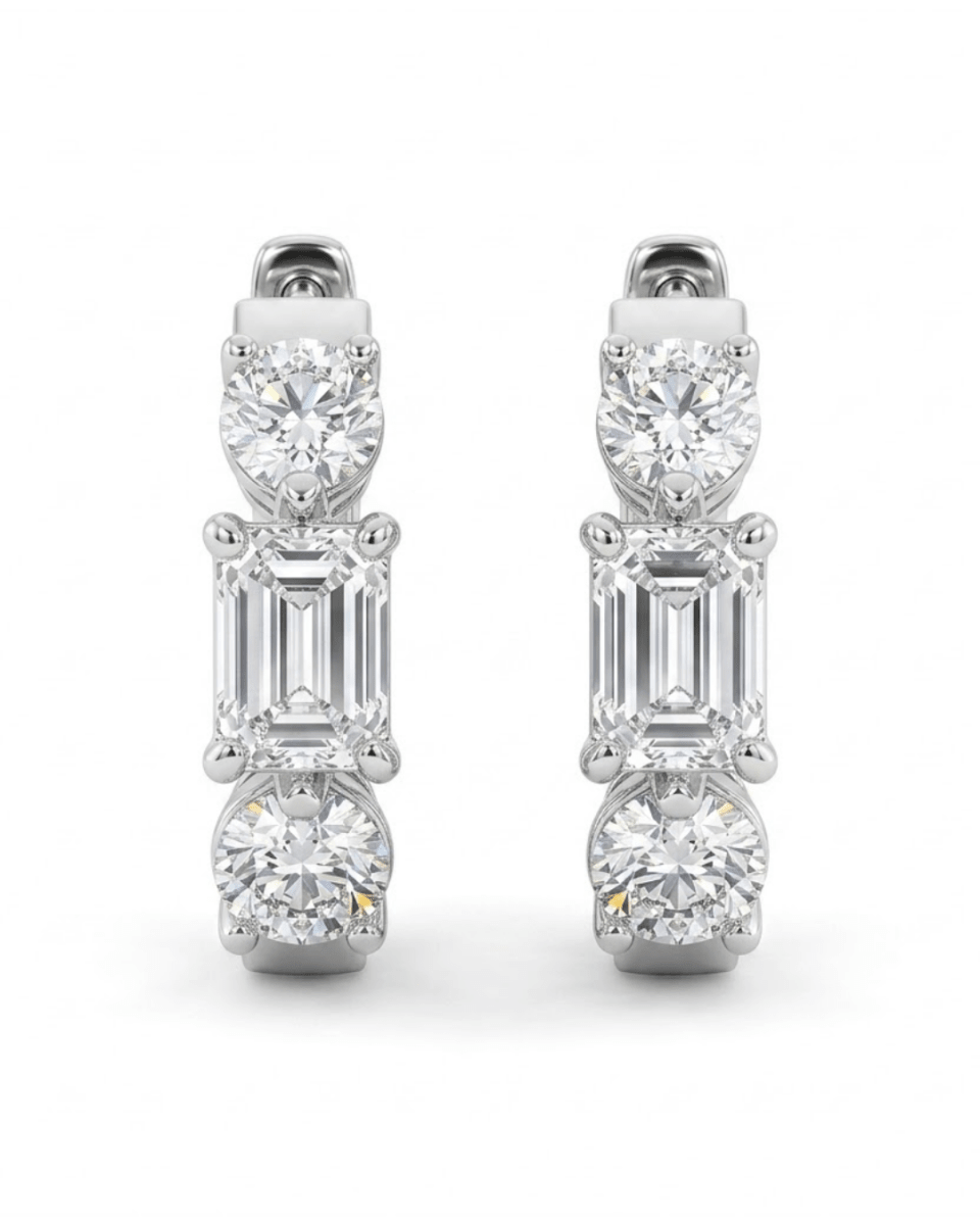 Diamond Huggie Earrings in White Gold (152-00493) - Vardy's Jewelers - Cupertino CA