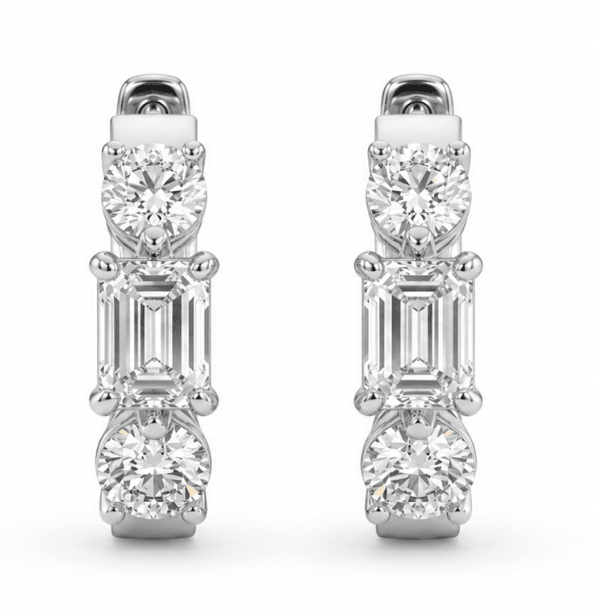 Diamond Huggie Earrings in White Gold (152-00493)