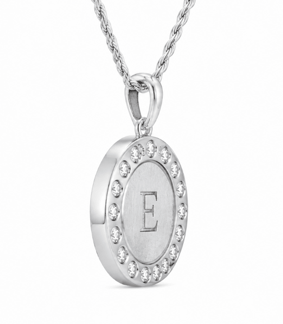 Diamond Initial Pendant in Sterling Silver (435-00704)