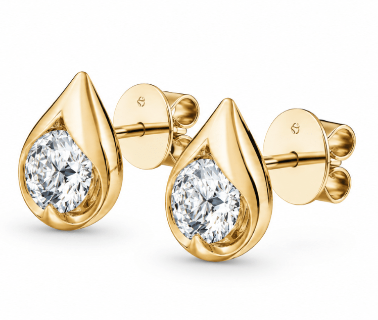 Droplet Stud Diamond Fashion Earrings in Yellow Gold (150-02103)