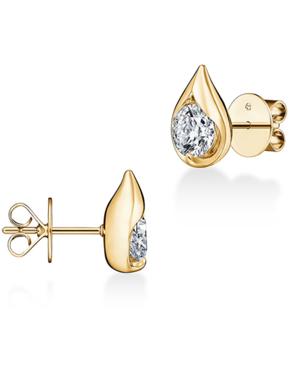 Droplet Stud Diamond Fashion Earrings in Yellow Gold (150-02103)