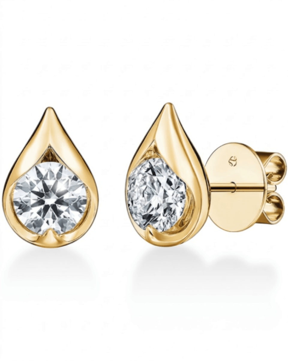 Droplet Stud Diamond Fashion Earrings in Yellow Gold (150-02103)