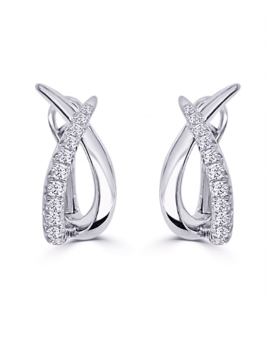 Elegant Huggie Diamond Earrings in White Gold (152-33221)