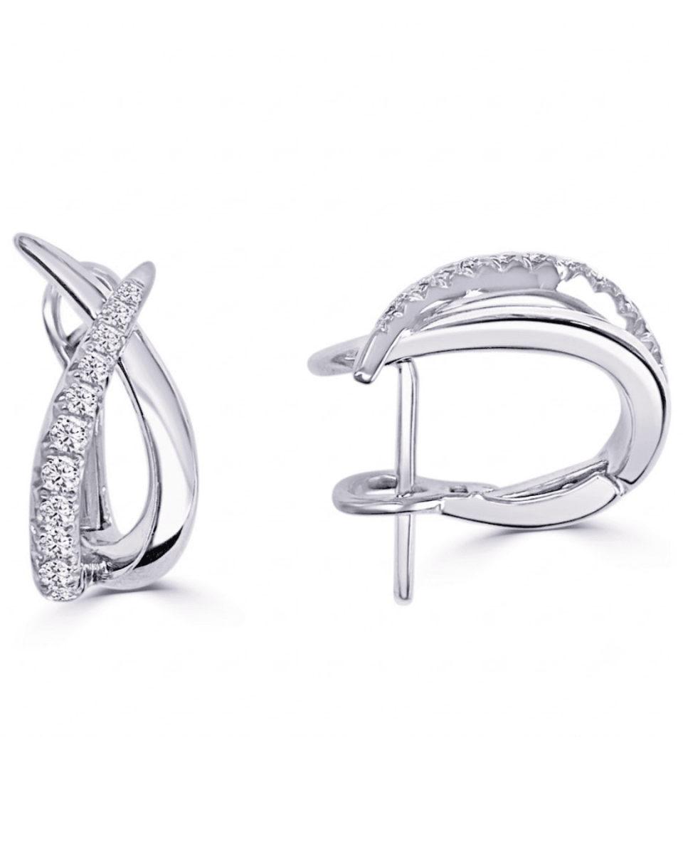 Elegant Huggie Diamond Earrings in White Gold (152-33221)