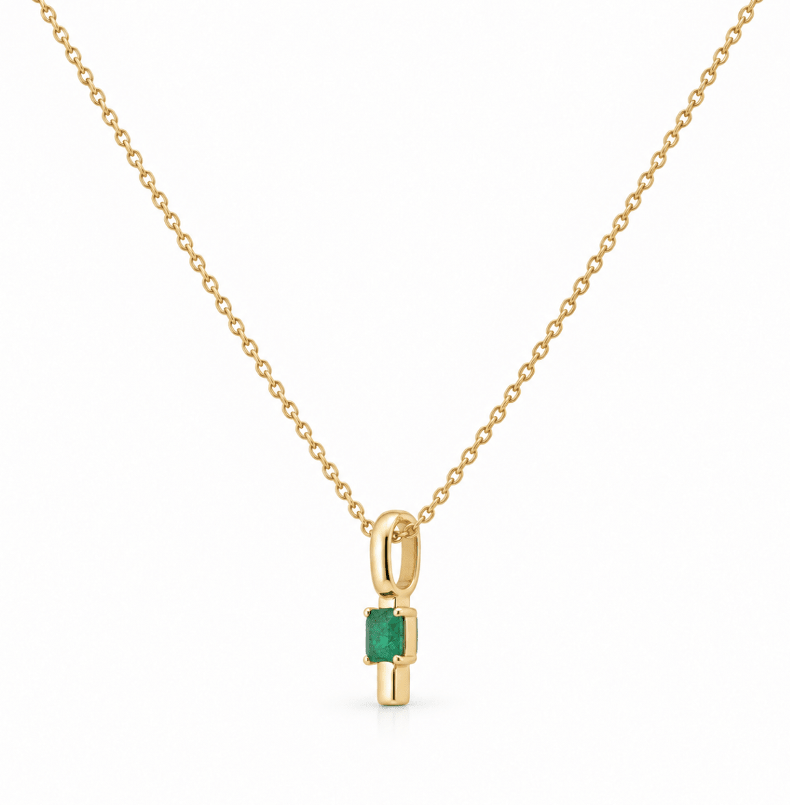 Emerald Cut Yellow Gold Bar Pendant (230-33886)