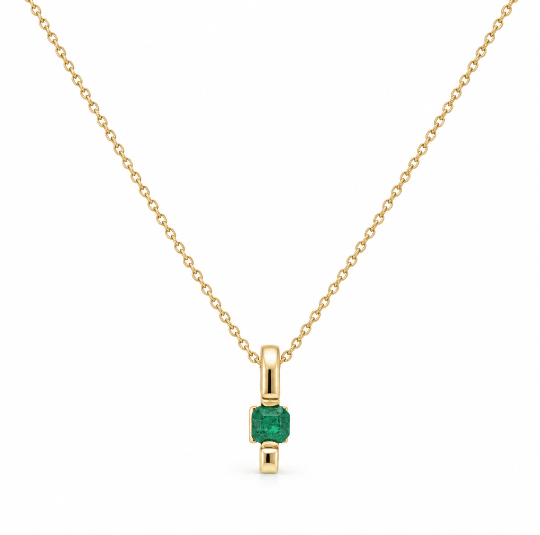 Emerald Cut Yellow Gold Bar Pendant (230-33886)